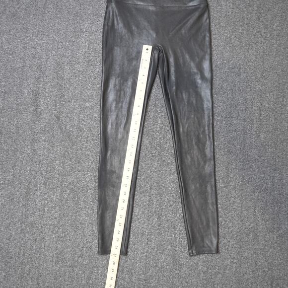 Spanx High Waist Faux Leather Leggings Shiny Black Athleisure Pants Size L EUC - Picture 3 of 12